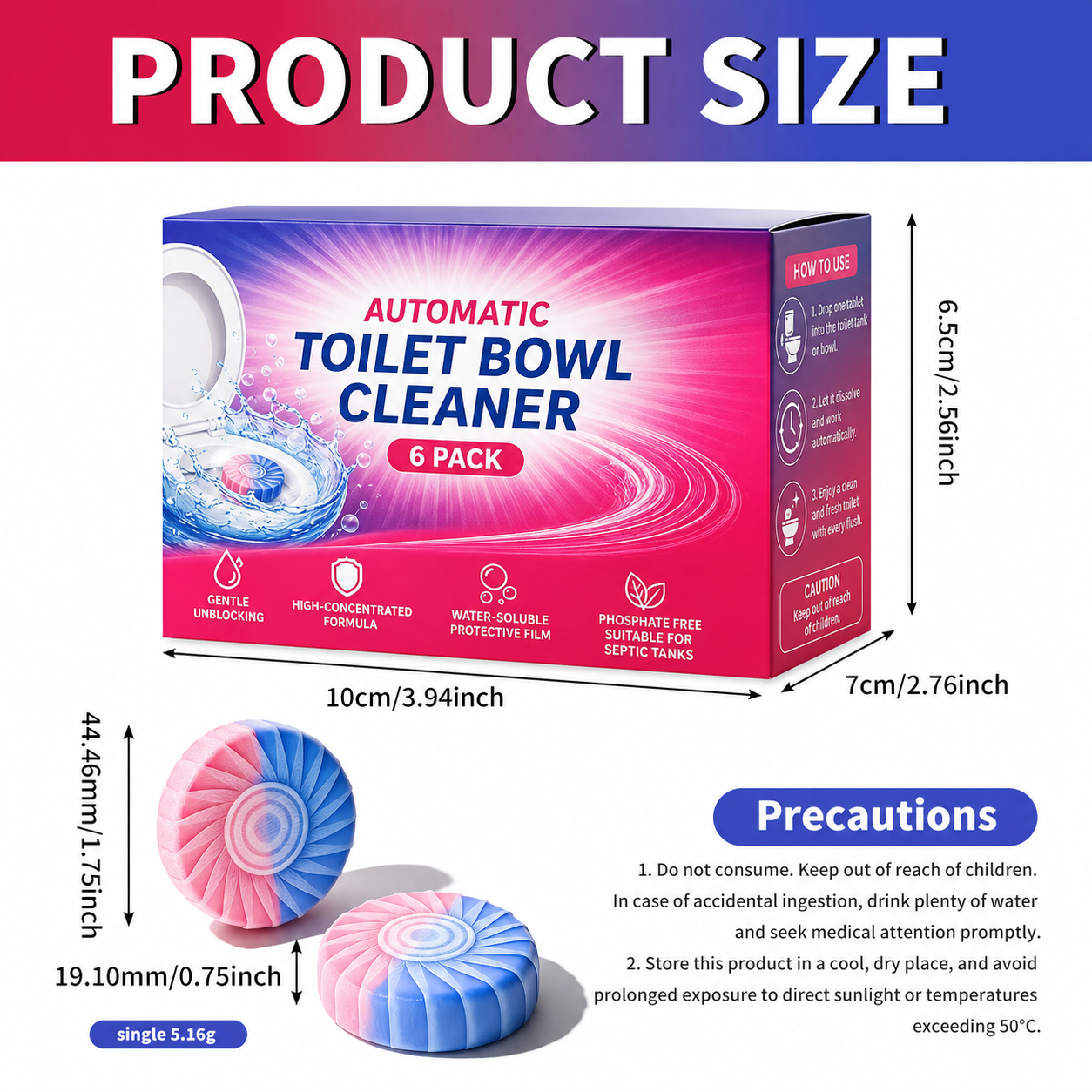 Dual-Color Toilet Bowl Cleaner-2-in-1 Clean & Deodorize
