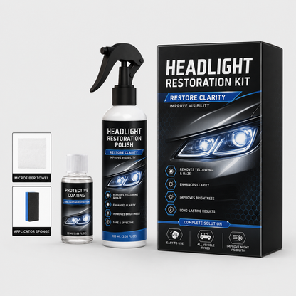 Automotive Headlamp Restoration Fluid - Car Detailing Products for Oxidized, Yellowed, Blurred Headlamps with Enhanced Crystalline Coating Refurbishing Function