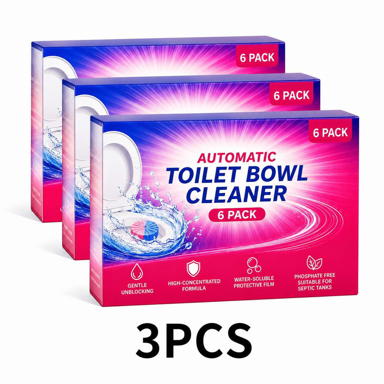 Dual-Color Toilet Bowl Cleaner-2-in-1 Clean & Deodorize