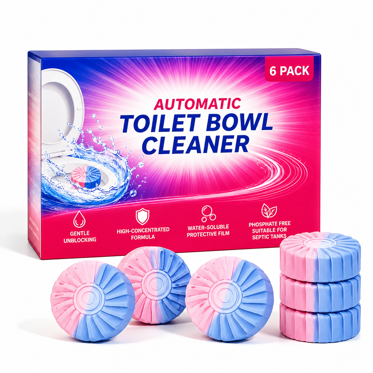 Dual-Color Toilet Bowl Cleaner-2-in-1 Clean & Deodorize