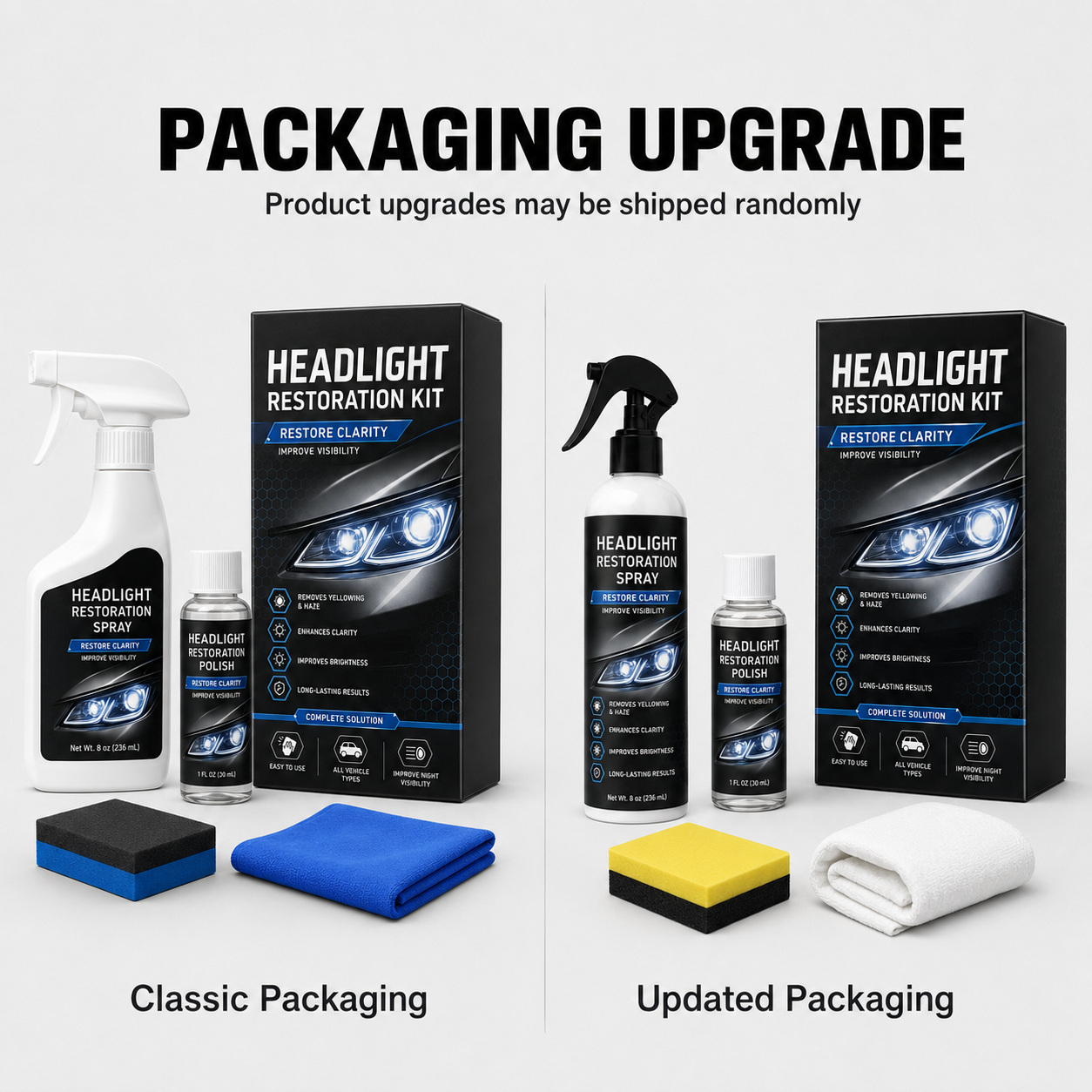 Automotive Headlamp Restoration Fluid - Car Detailing Products for Oxidized, Yellowed, Blurred Headlamps with Enhanced Crystalline Coating Refurbishing Function