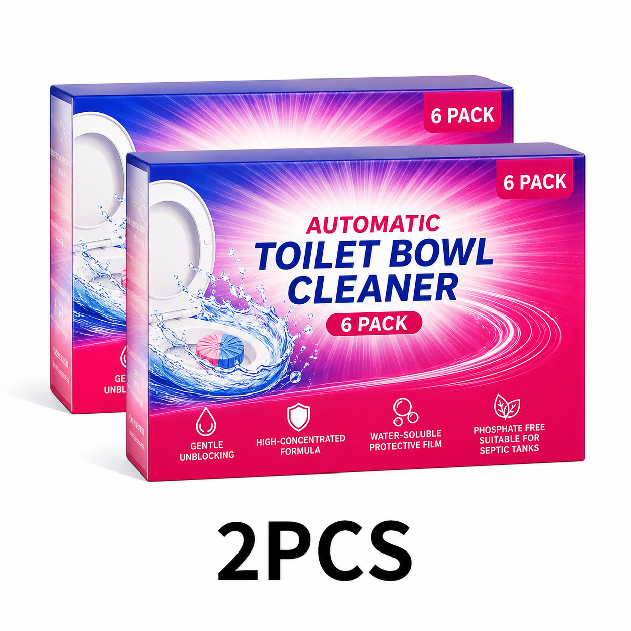 Dual-Color Toilet Bowl Cleaner-2-in-1 Clean & Deodorize