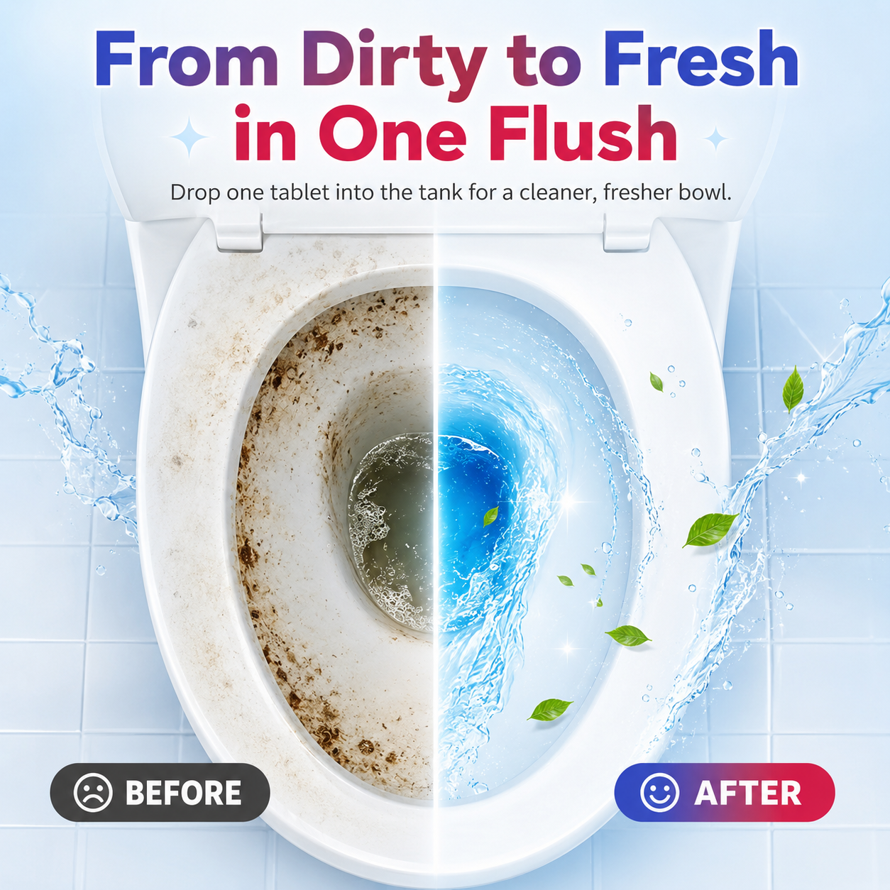 Dual-Color Toilet Bowl Cleaner-2-in-1 Clean & Deodorize