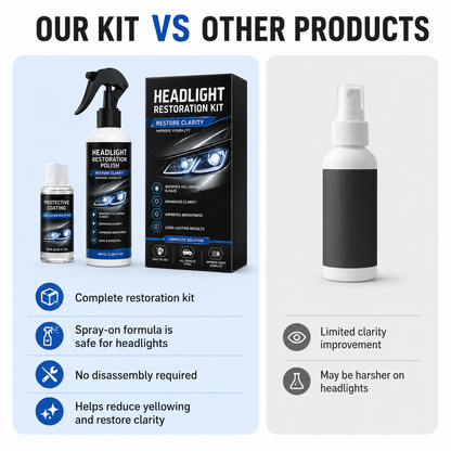 Automotive Headlamp Restoration Fluid - Car Detailing Products for Oxidized, Yellowed, Blurred Headlamps with Enhanced Crystalline Coating Refurbishing Function