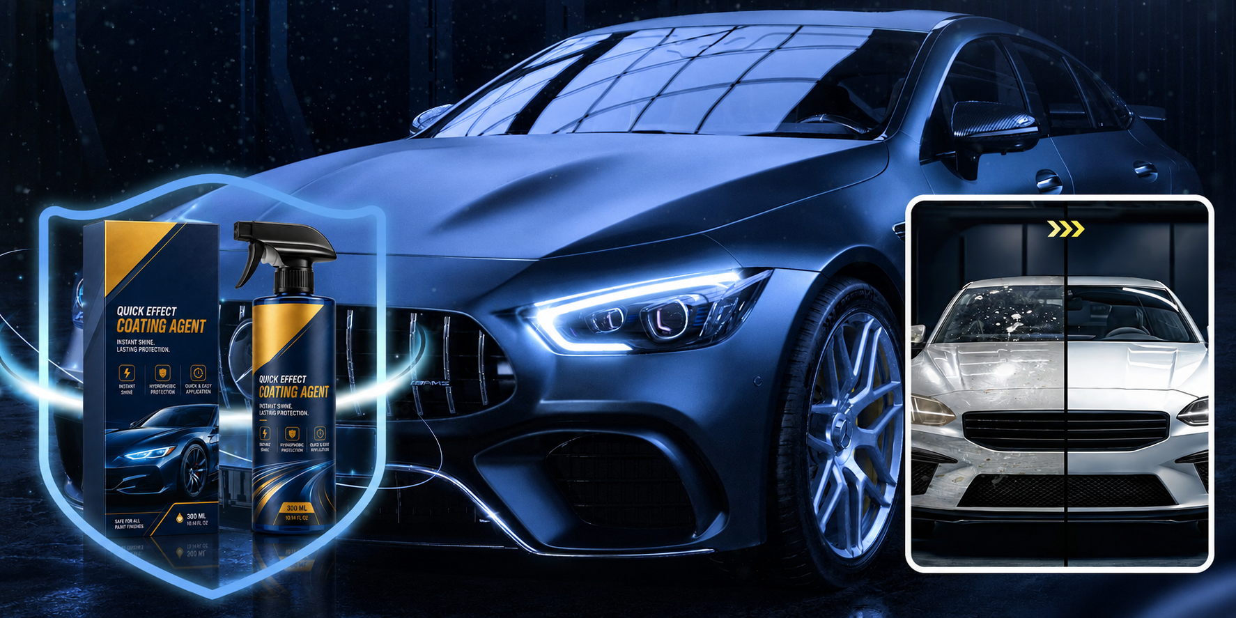 Car coating spray protecting and enhancing vehicle paint