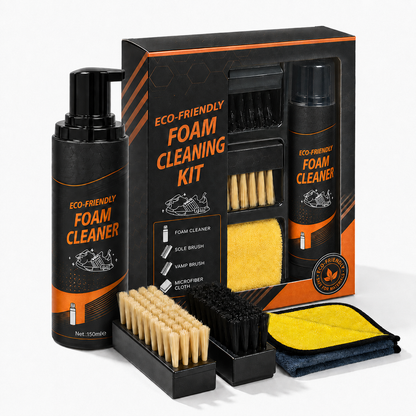 Eco-Friendly Foam Cleaning Kit Safe for All Shoes Easy to Use at Home with 150ml Cleaner and Brushes